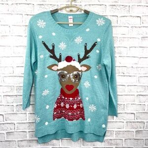 🎄NWOT |•HOLIDAY TIME•| Sequin & Jingle Bells Reindeer Sweater Size 2X (18W-20W)